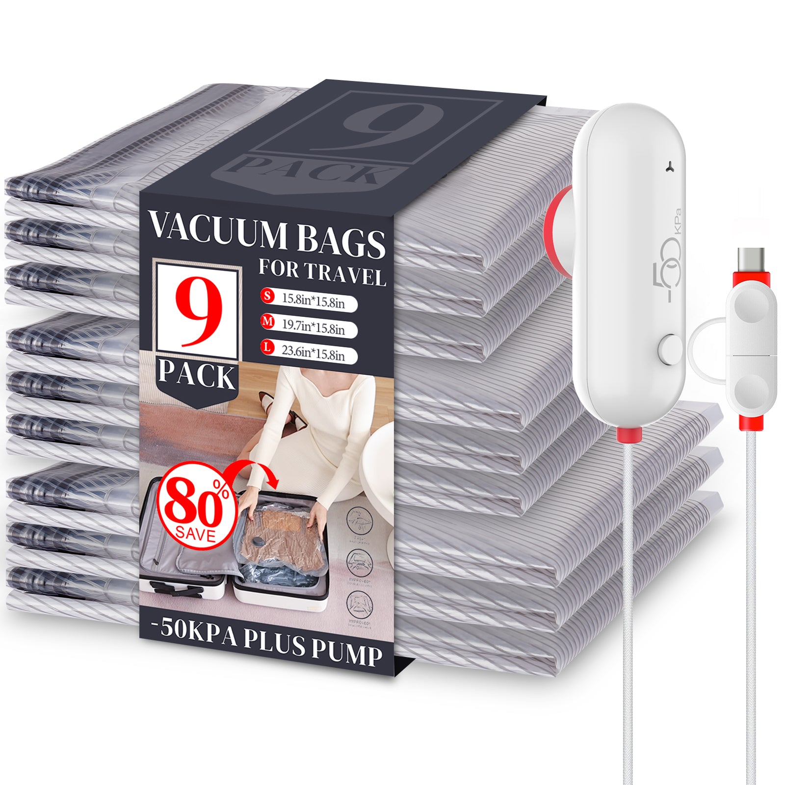 Compact-Size Vacuum Bag Kit – Everyday Storage Essentials 9 Combo + USB Pump Compact-Size Vacuum Bag Kit – Everyday Storage Essentials 9 Combo + USB Pump