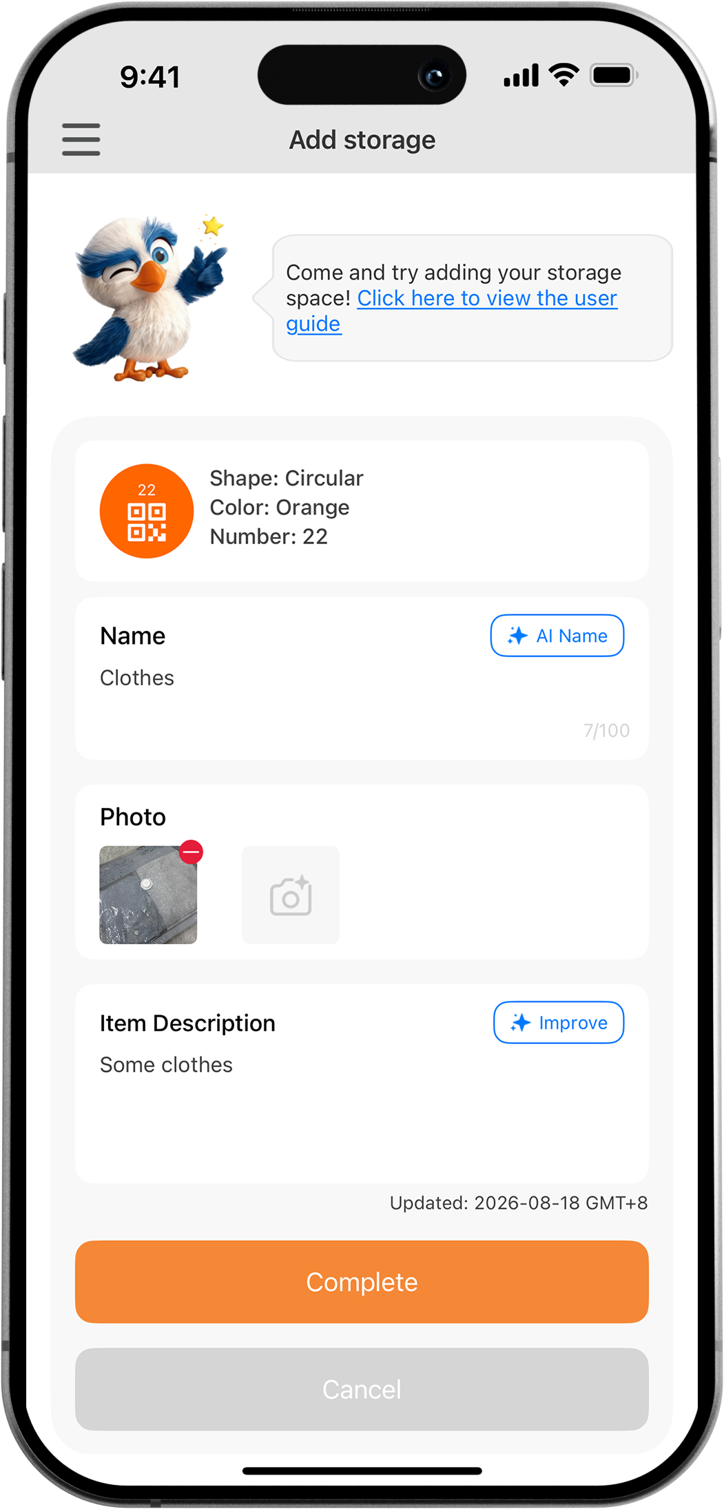 Add Storage Information