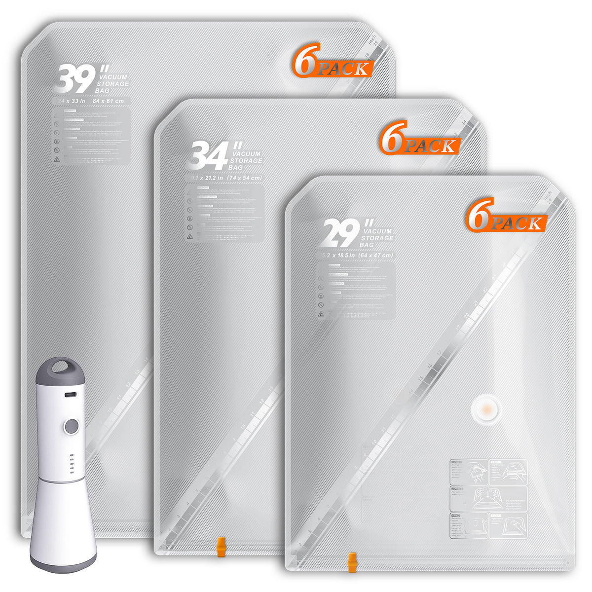 Sizable-Size Vacuum Bags Kit -Maximum Volume Required