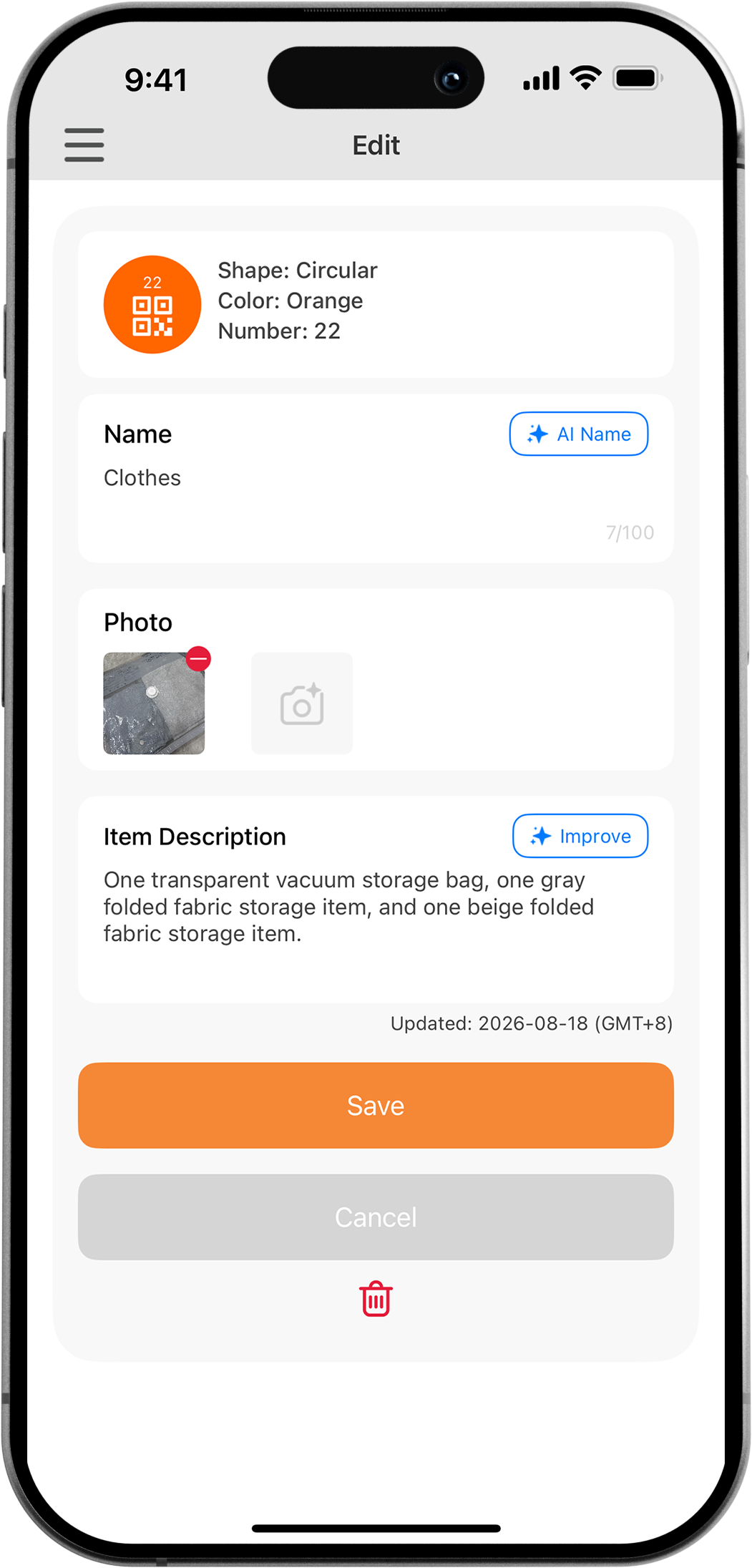 Edit Storage Information