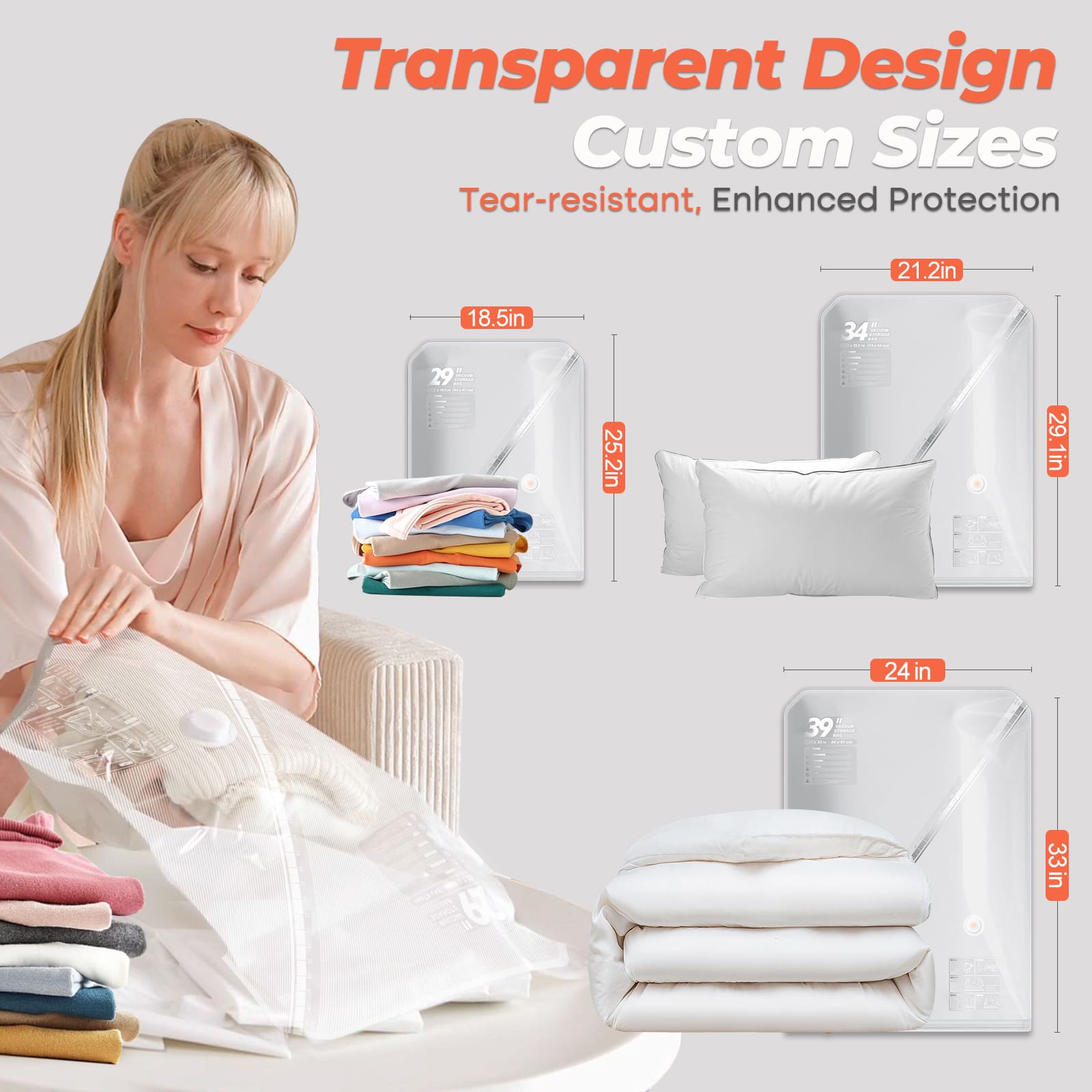 Sizable-Size Vacuum Bags Kit -Maximum Volume Required
