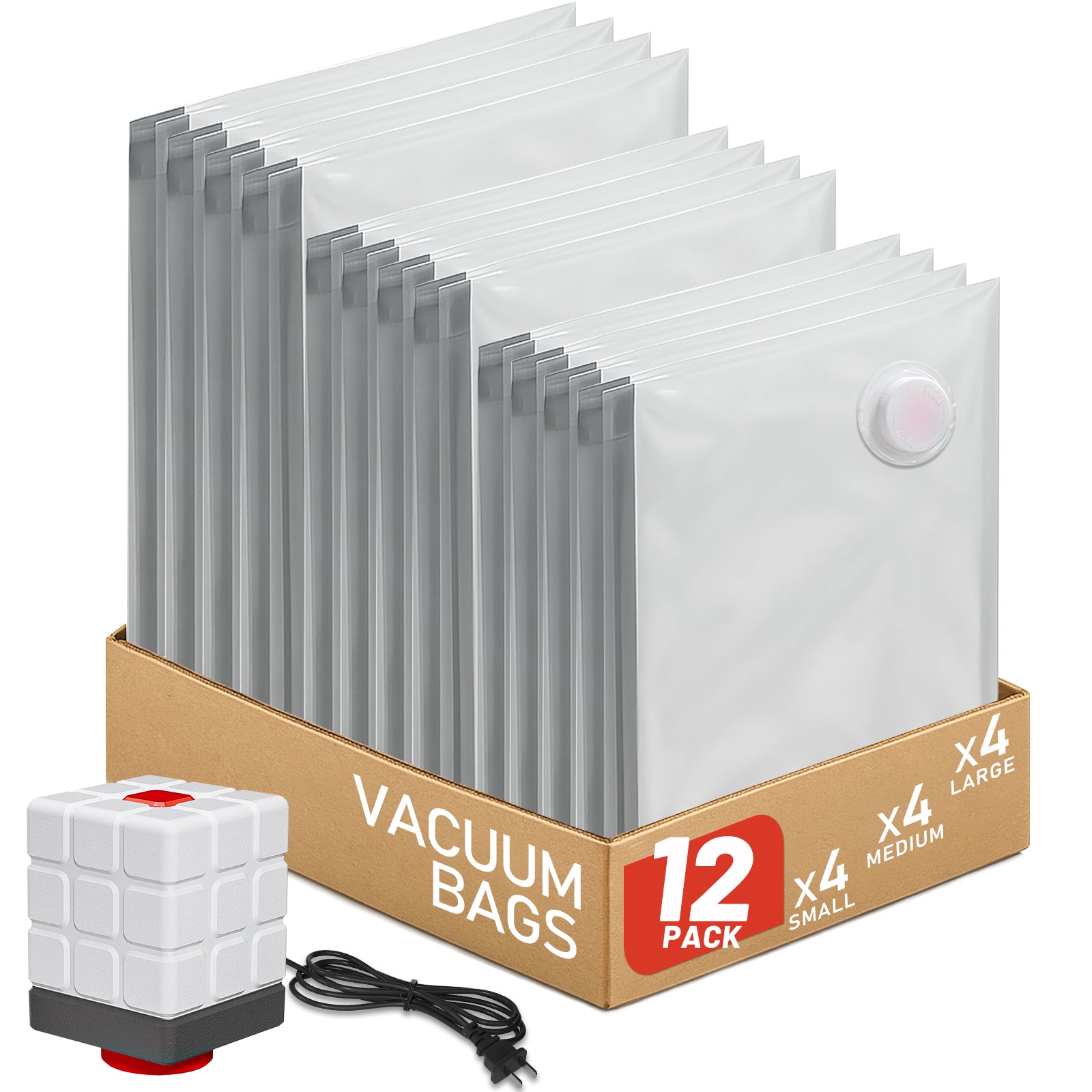 Vacbird M8 Vacuum Storage Bags for Clothing with 5Kpa Electric Pump