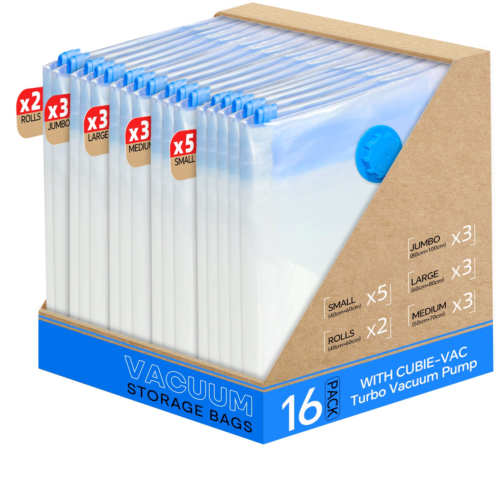 Vacbird M8 Vacuum Storage Bags for Clothing with 5Kpa Electric Pump